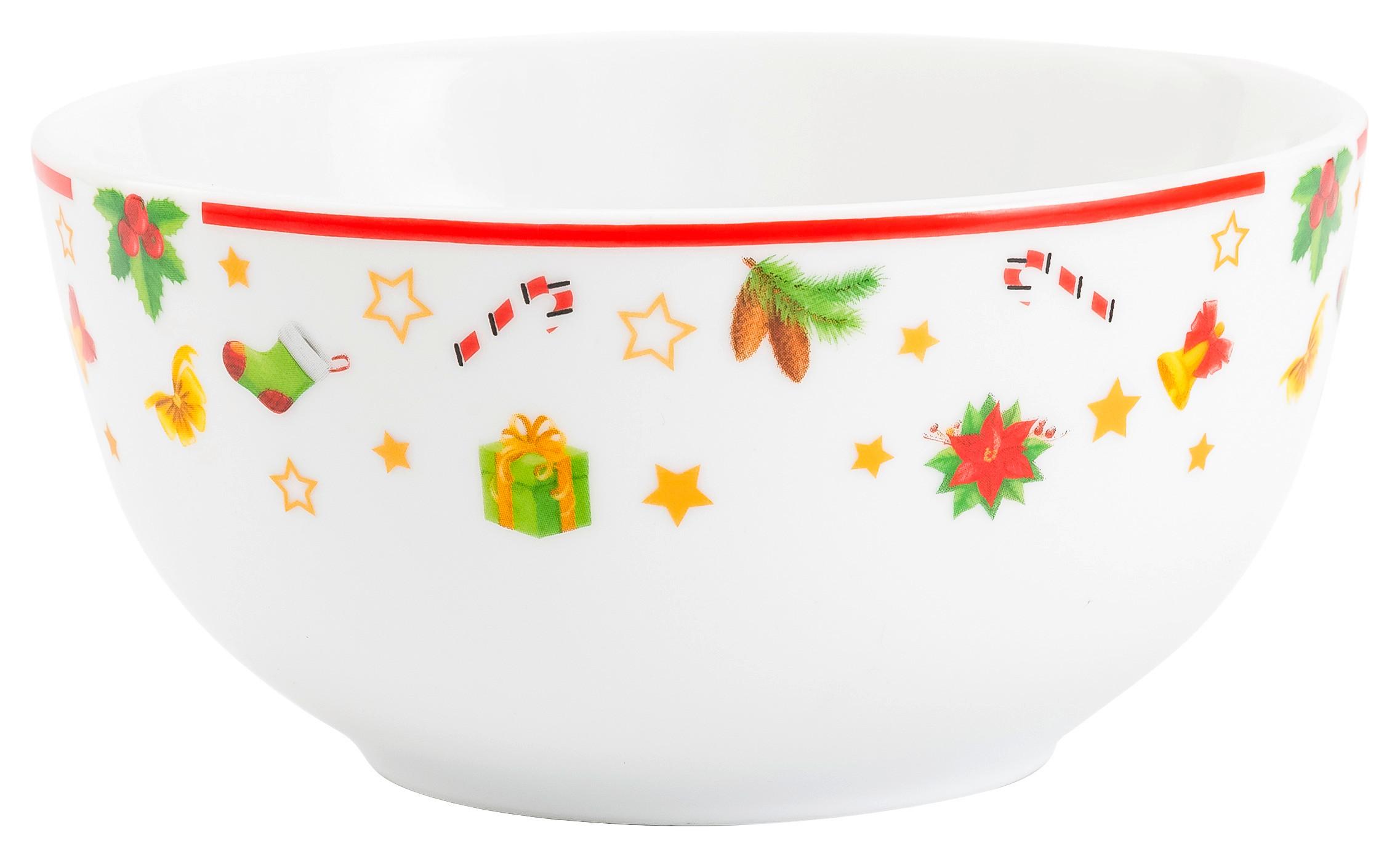 Müslischale Doro Weihnachtsdesign D: ca.14 cm - Rot/Weiß, Design, Keramik (14/6,9cm) - Luca Bessoni