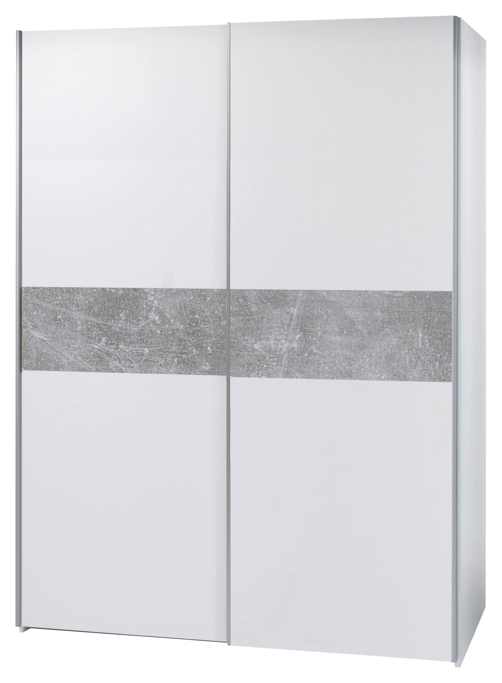 Schwebetürenschrank Starter Weiß/Beton Front