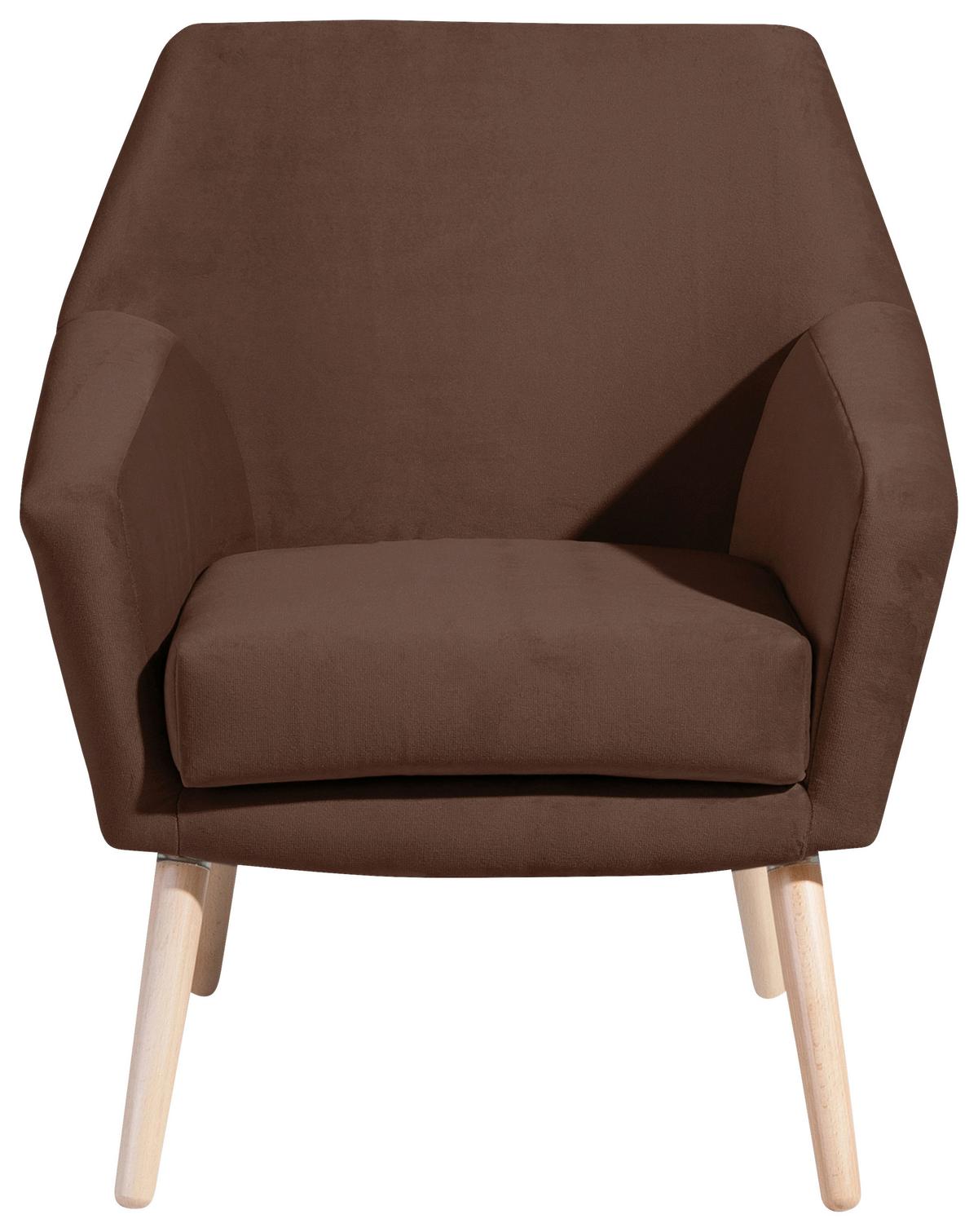 Polstersessel Mit Armlehnen Alegro Samt Braun - Buchefarben/Braun, Design, Textil (67/81/71cm) - Max Winzer