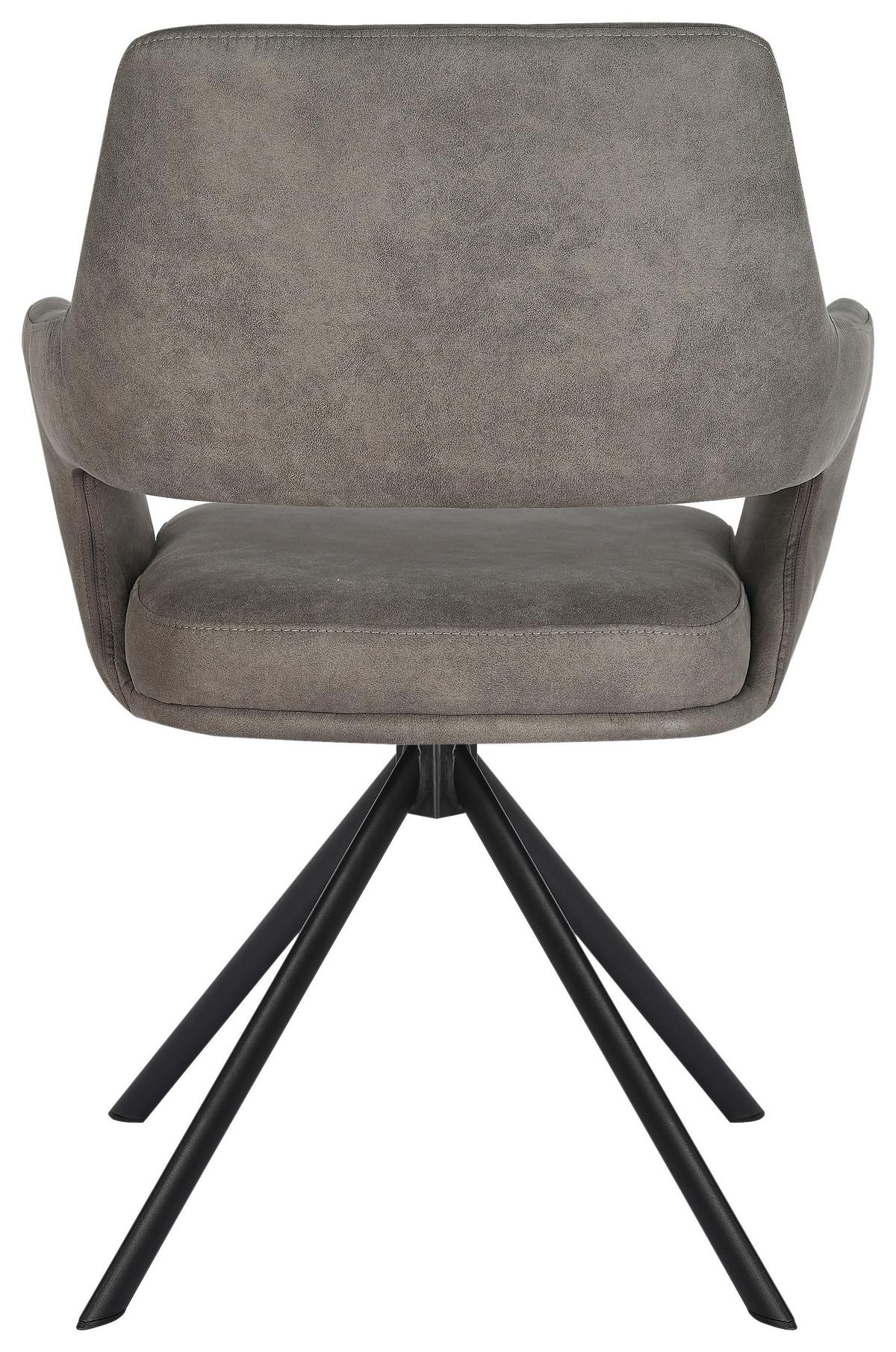 Armlehstuhl Coco Webstoff grau, B: 58cm - Schwarz/Grau, KONVENTIONELL, Textil/Metall (58/83/62cm)
