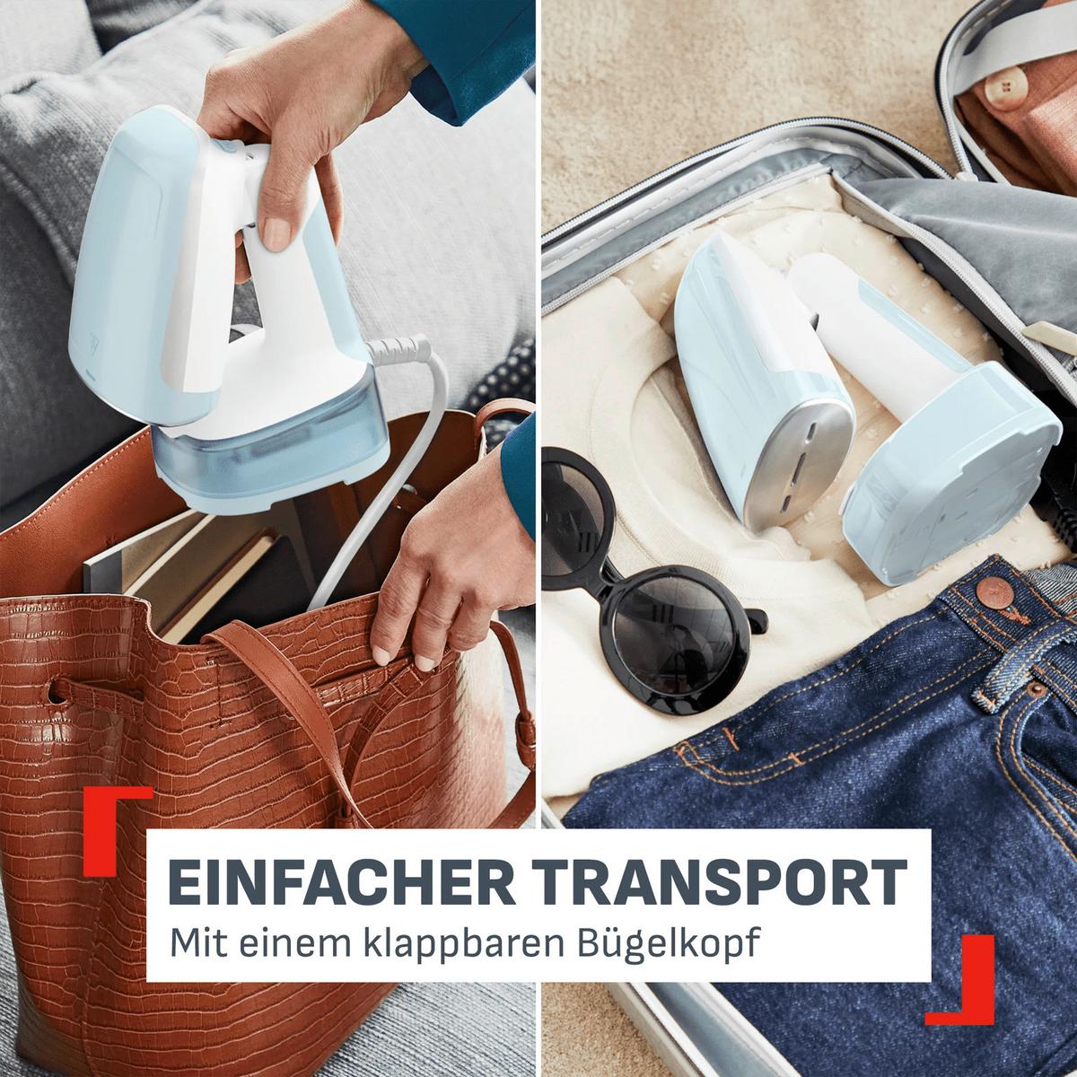 Dampfbürste Pastellblau, Weiß, 1300W - Pastellblau/Weiß, Basics, Kunststoff (12,7/10,5/22cm) - Tefal