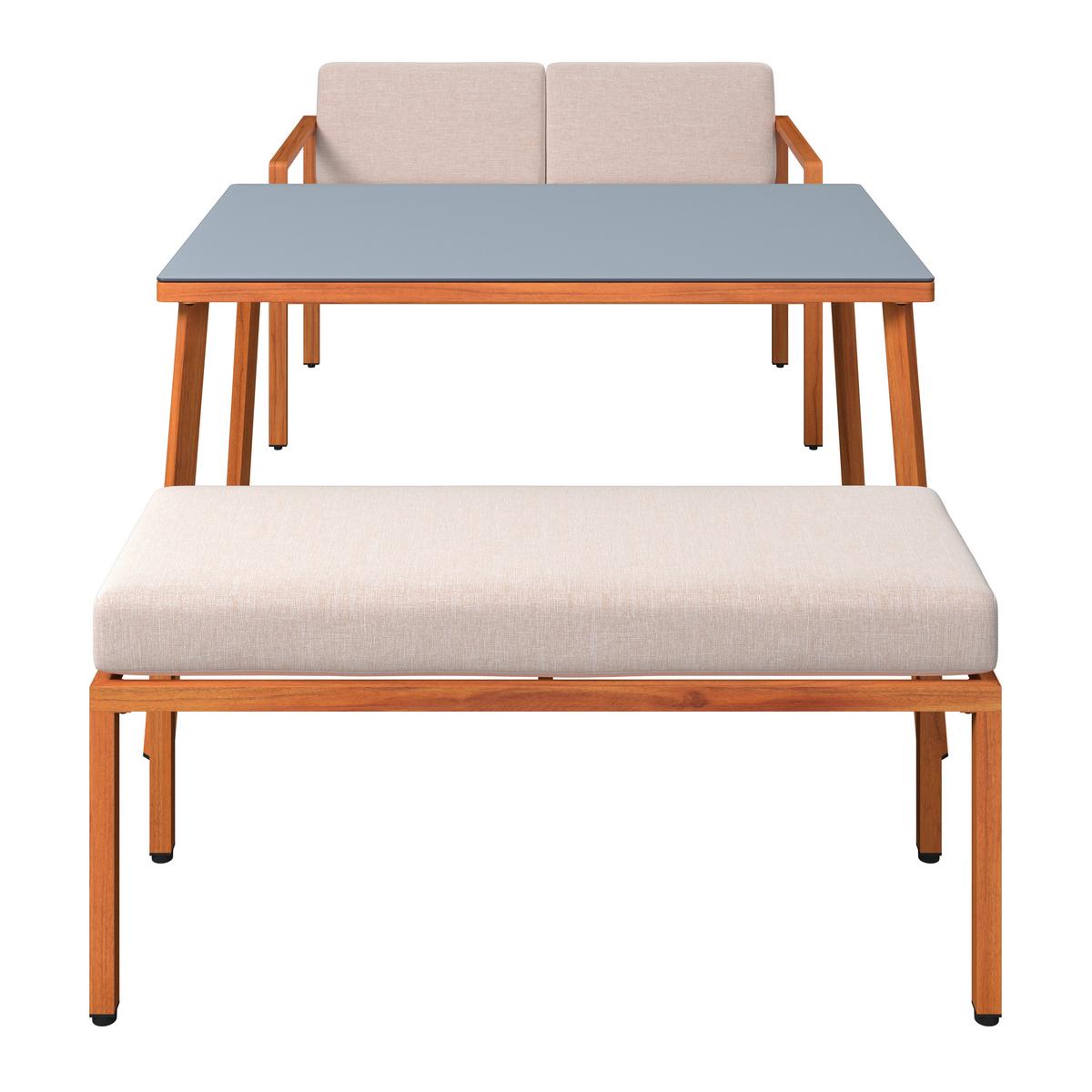 Loungegarnitur Göteborg - Dunkelgrau/Beige, MODERN, Glas/Textil - Beldano