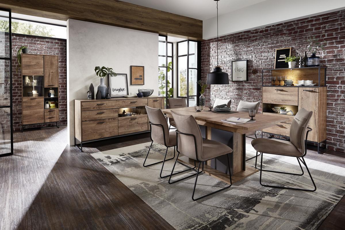 Esstisch Manhattan 160x90cm Eiche Dekor/graphitfarben - Eichefarben/Graphitfarben, MODERN, Holzwerkstoff (160/90/76cm) - Livetastic