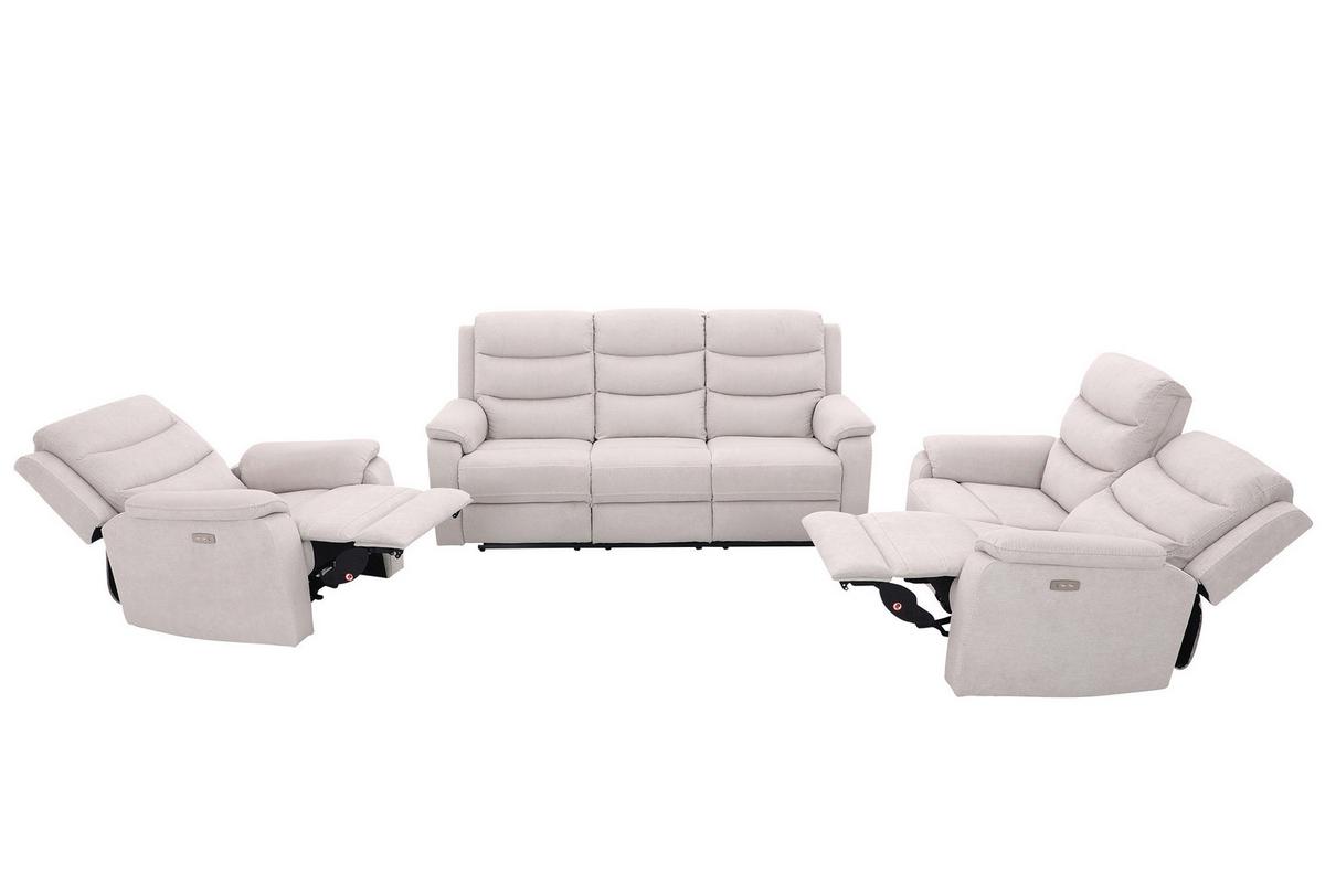 Trojmiestna relaxačná pohovka, MANCHESTER, béžová - čierna/béžová, Konventionell, textil/plast (208/102/93cm) - Based