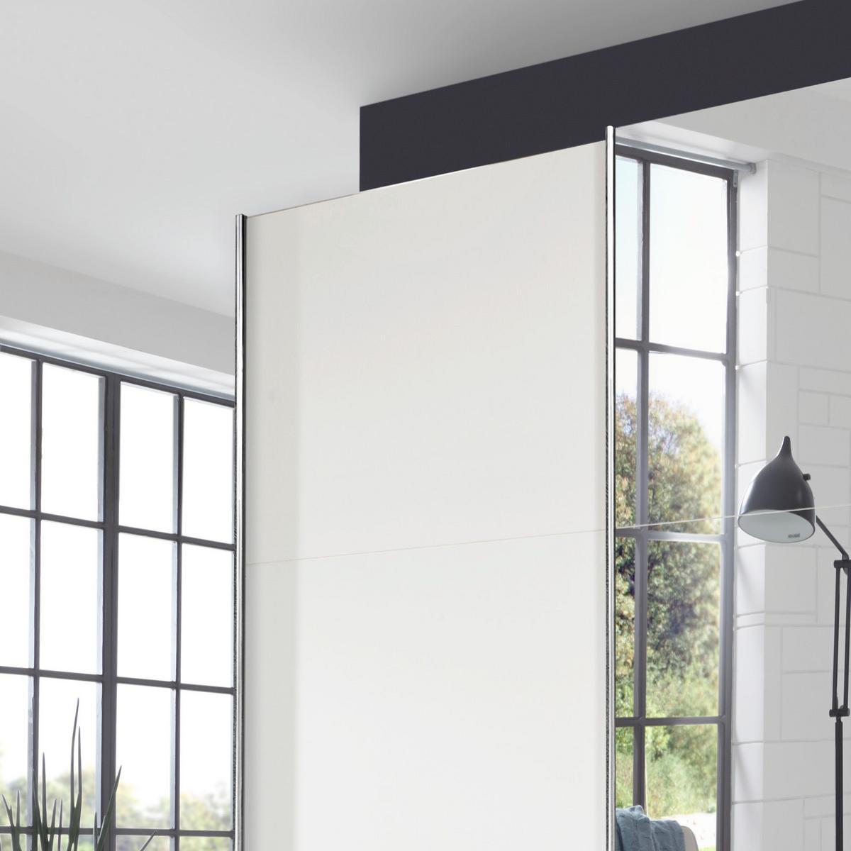 Schwebetürenschrank mit Spiegel 250cm Level 36a, Weiß Dekor - Weiß, MODERN, Glas/Holzwerkstoff (250/216/65cm) - MID.YOU