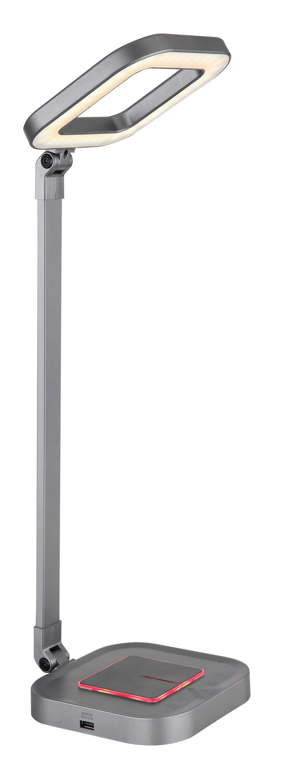 LED-Schreibtischleuchte Monaco - Weiß/Grau, Basics, Kunststoff/Metall (14,5/14,5/43cm) - Globo