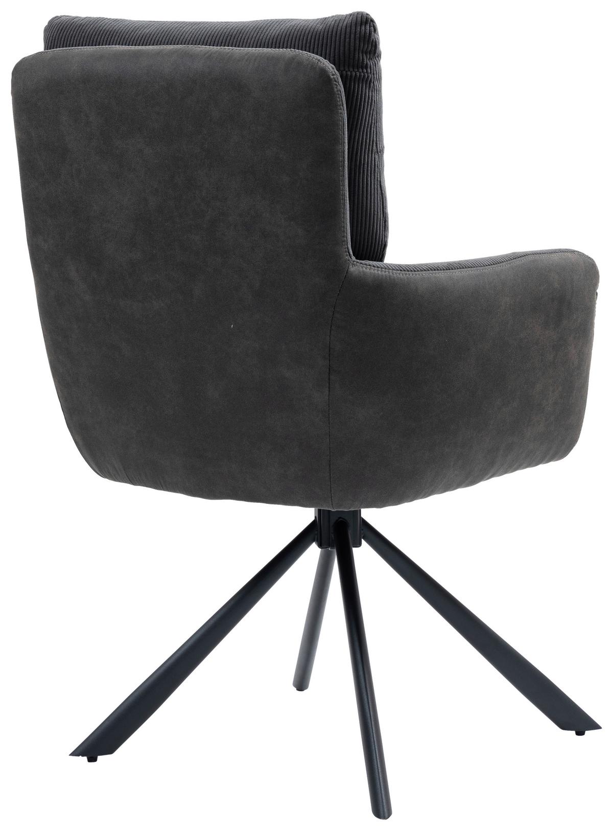 Armlehnstuhl Emely Anthrazit Sitzfl. 180° drehbar, B: 60cm - Anthrazit/Schwarz, KONVENTIONELL, Textil/Metall (60/95/67cm) - MID.YOU