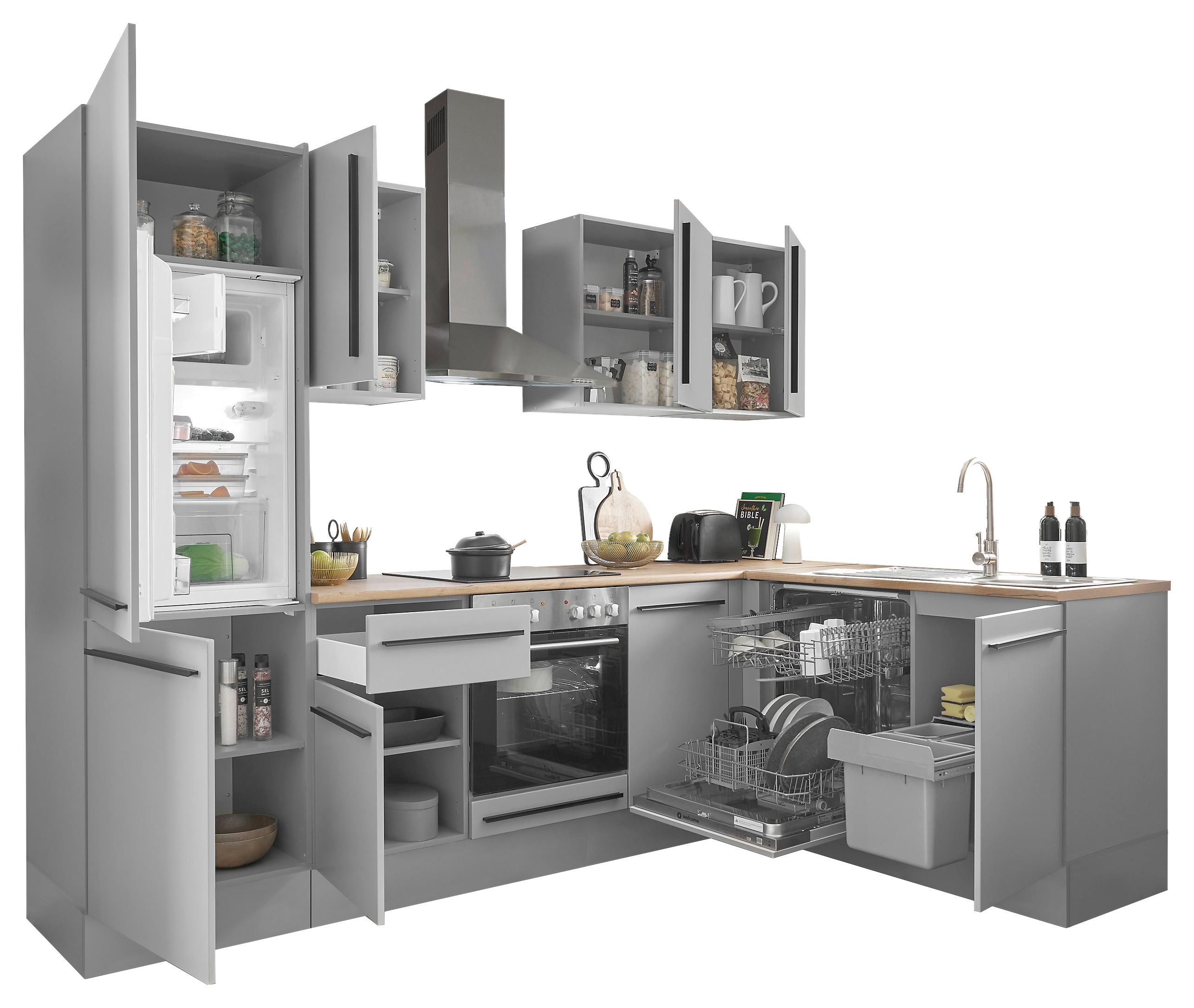 Eckküche Denver Grau/Eiche Dekor 280x175 cm - Eichefarben/Grau, Design, Holzwerkstoff (280/175cm) - MID.YOU