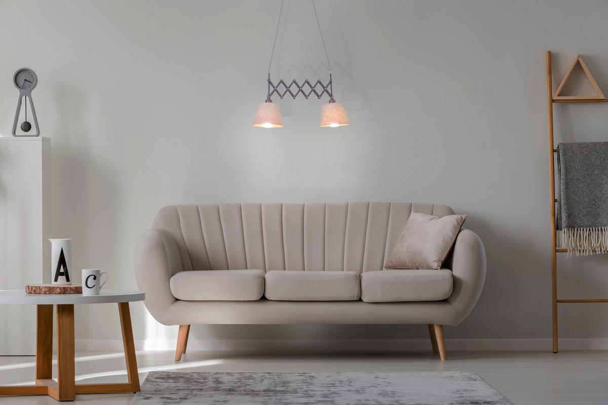 Hängeleuchte Adrienne H: 135cm 2-Flammig, Ausziehbar - Braun/Naturfarben, KONVENTIONELL, Kunststoff/Textil (70/135cm) - Näve