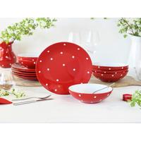 Tafelservice Polka Dots Rot/weiß, 6 Pers., 12-Teilig - Rot/Weiß, Basics, Keramik - Creatable