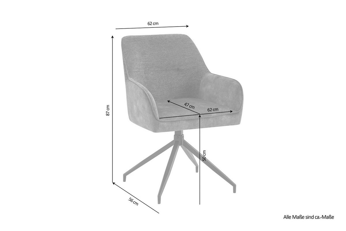 Stuhl-set Jacky - Anthrazit/Schwarz, MODERN, Textil/Metall (62/87/56cm) - MID.YOU