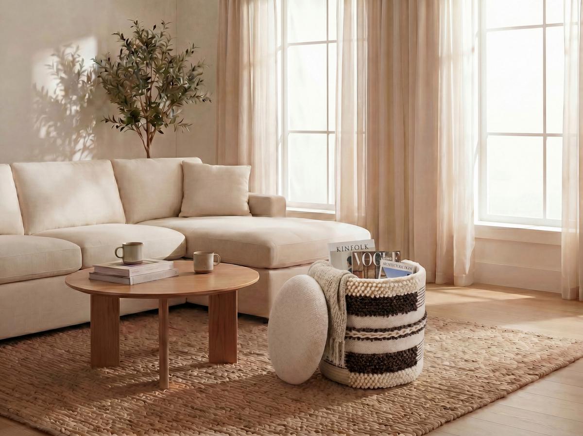 Taburet, š: 40 cm - béžová, Design, textil (40/45/40cm) - Livetastic