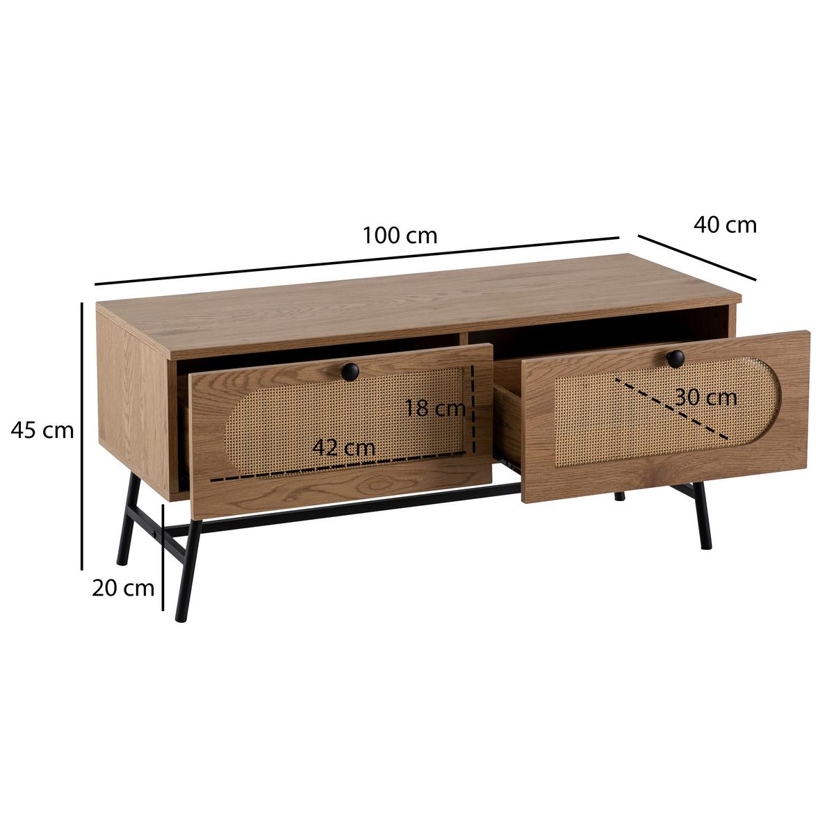 Lowboard Eichefarben Dekor B: 100 Cm - Eichefarben/Schwarz, Design, Holzwerkstoff (100/45/40cm) - MID.YOU