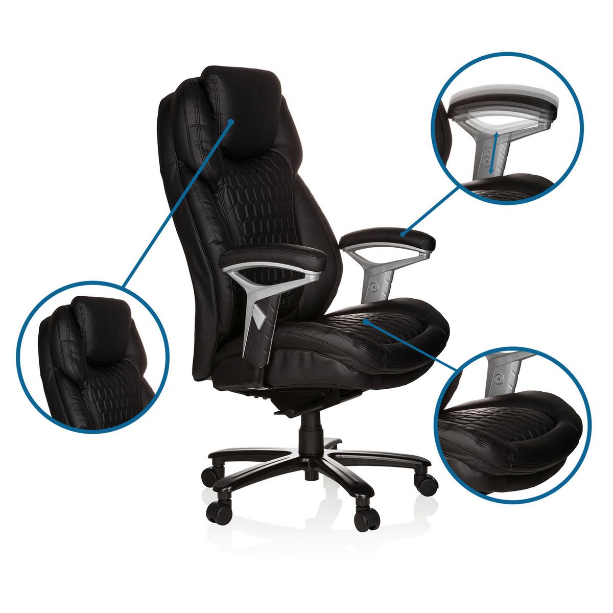 Chefsessel Xxl Pullmann I Schwarz - Schwarz, MODERN, Leder/Kunststoff (73/138/85cm) - MID.YOU