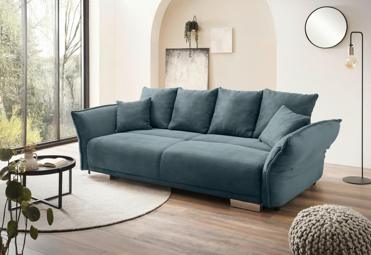 Bigsofa Pera, Petrol B: 242 cm - Chromfarben/Petrol, MODERN, Textil (242/71/90/131cm) - Livetastic