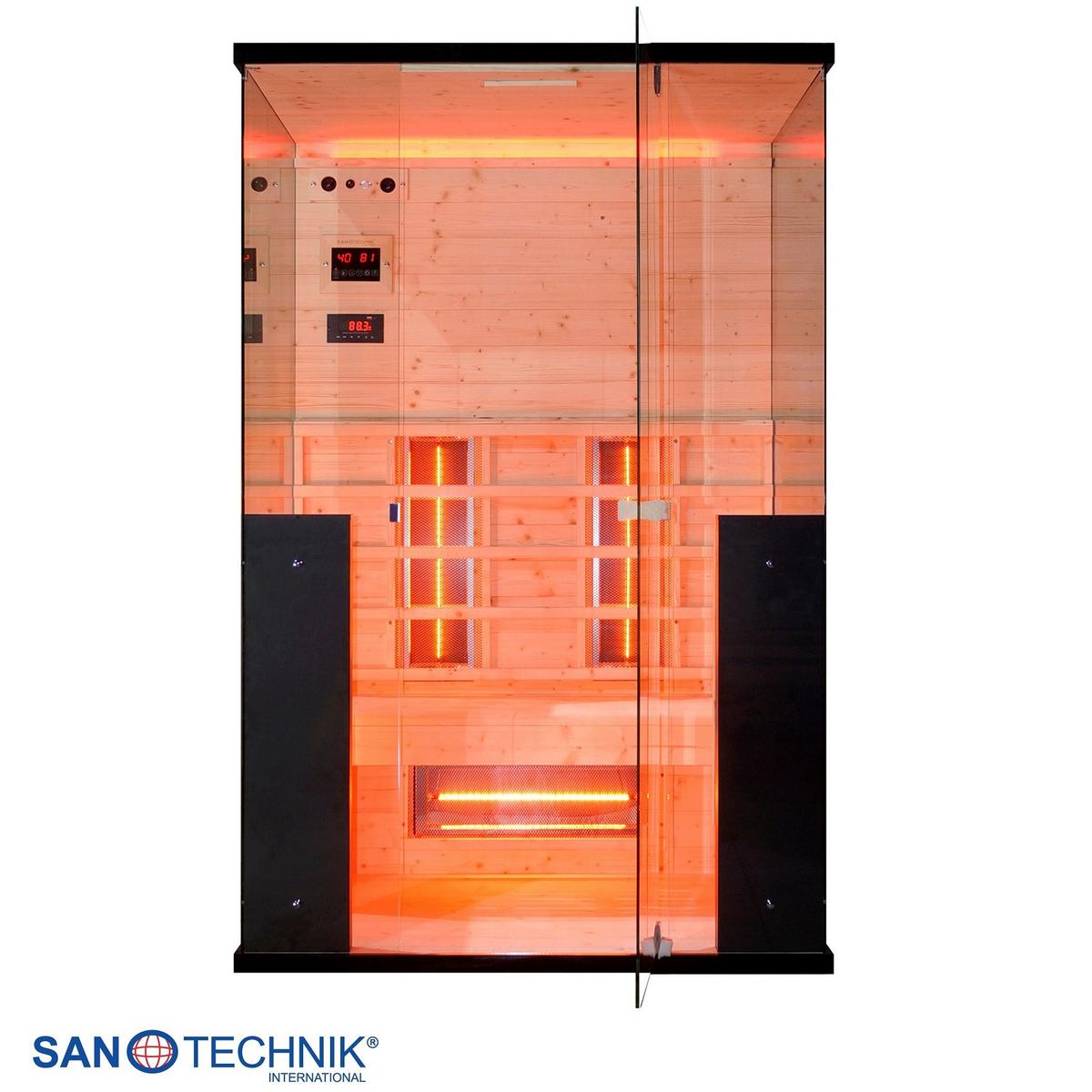 Infrarotkabine, für 2 Personen 5 Vollspektrumstrahler - Schwarz, KONVENTIONELL, Holz (125/190/100cm) - Sanotechnik
