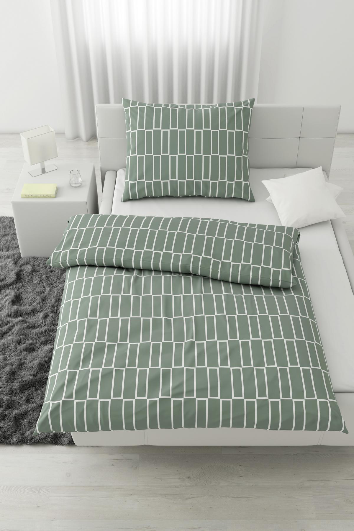 POVLEČENÍ Brigg, 140/200 cm - černá/světle zelená, textil (140/200cm) - Modern Living