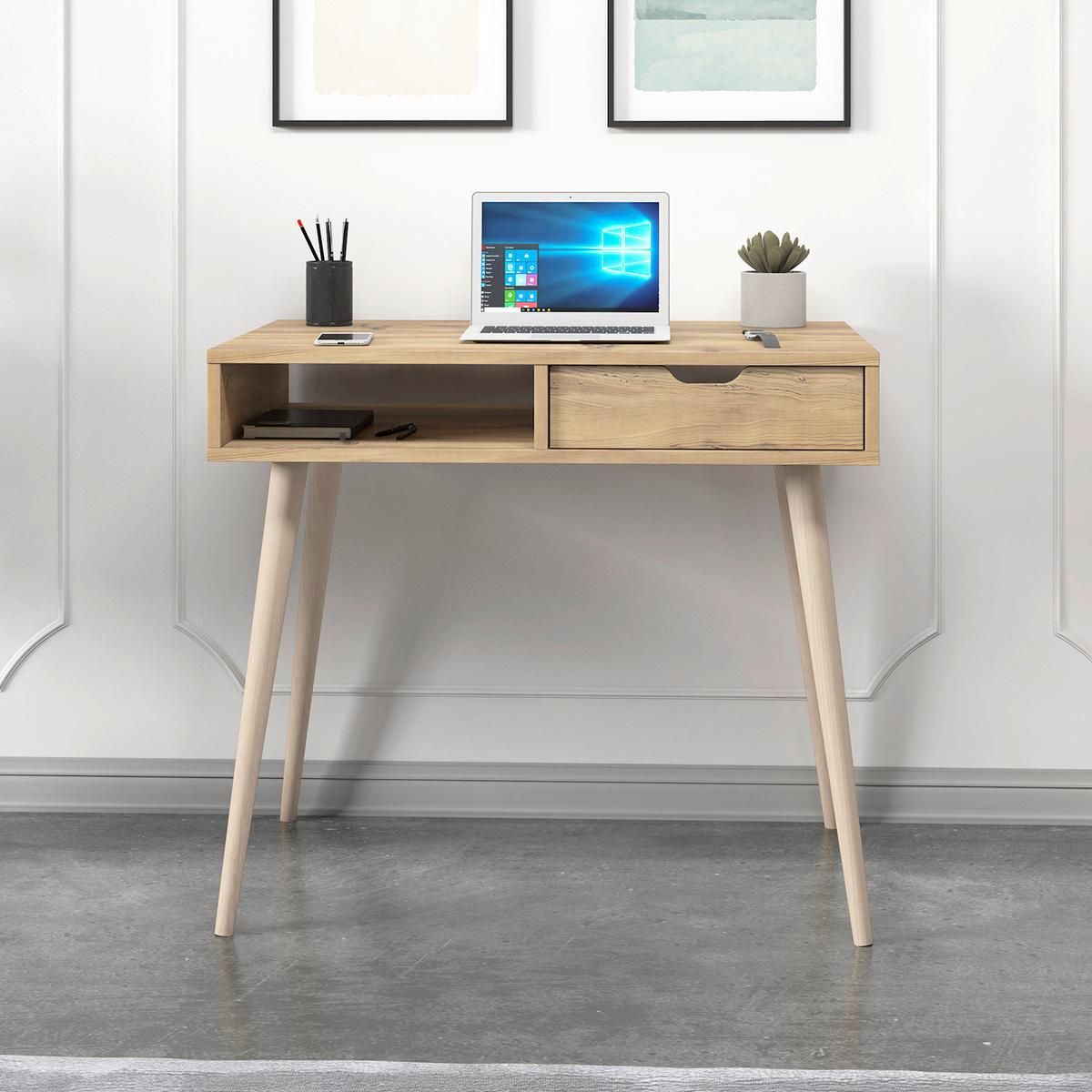 Schreibtisch Offer Nussbaumfarben L: 90cm - Eichefarben/Nussbaumfarben, Design, Holzwerkstoff (90/60/80cm) - Livetastic