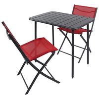 Gartenmöbel Set 3-Tlg. Sumila aus Metall/Kunststoff/Textil - Rot/Schwarz, MODERN, Kunststoff/Textil - Ambia Garden