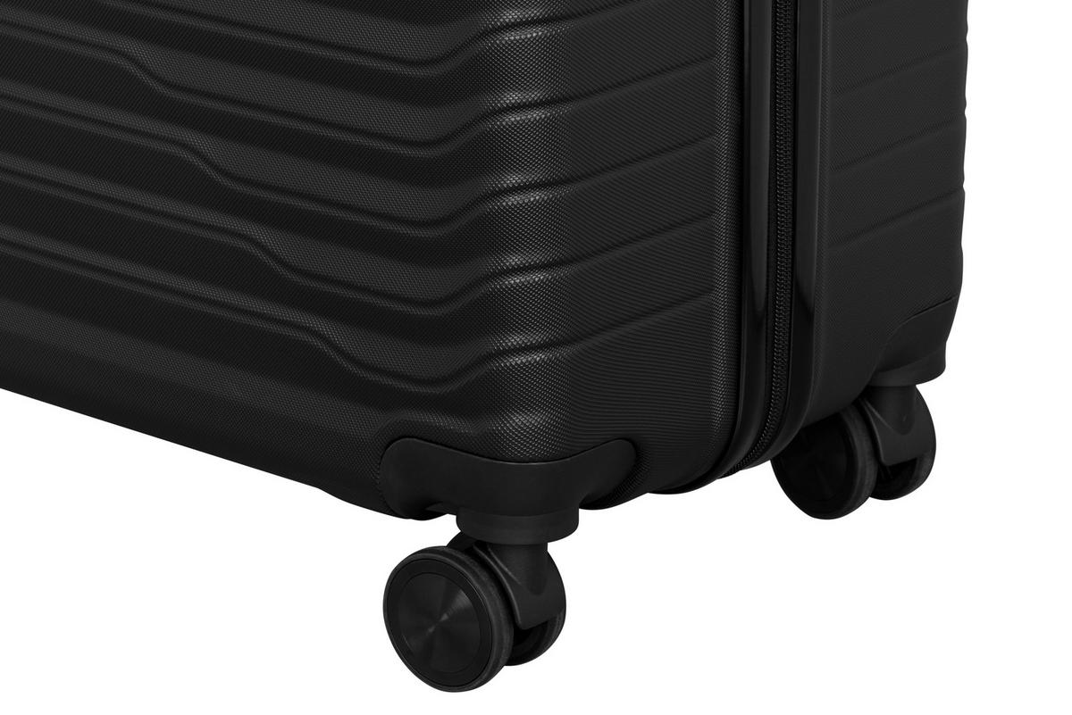 Reisekoffer Set 3-tlg Florenz 4 Rollen Hartschale - Schwarz, Basics, Kunststoff/Textil - Ondega