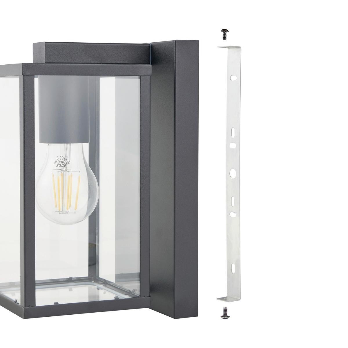 Außenleuchte Budrone 40 Watt Stahl/klarglas, Wandmonatge - Klar/Schwarz, KONVENTIONELL, Glas/Metall (16,5/12/27cm) - Eglo