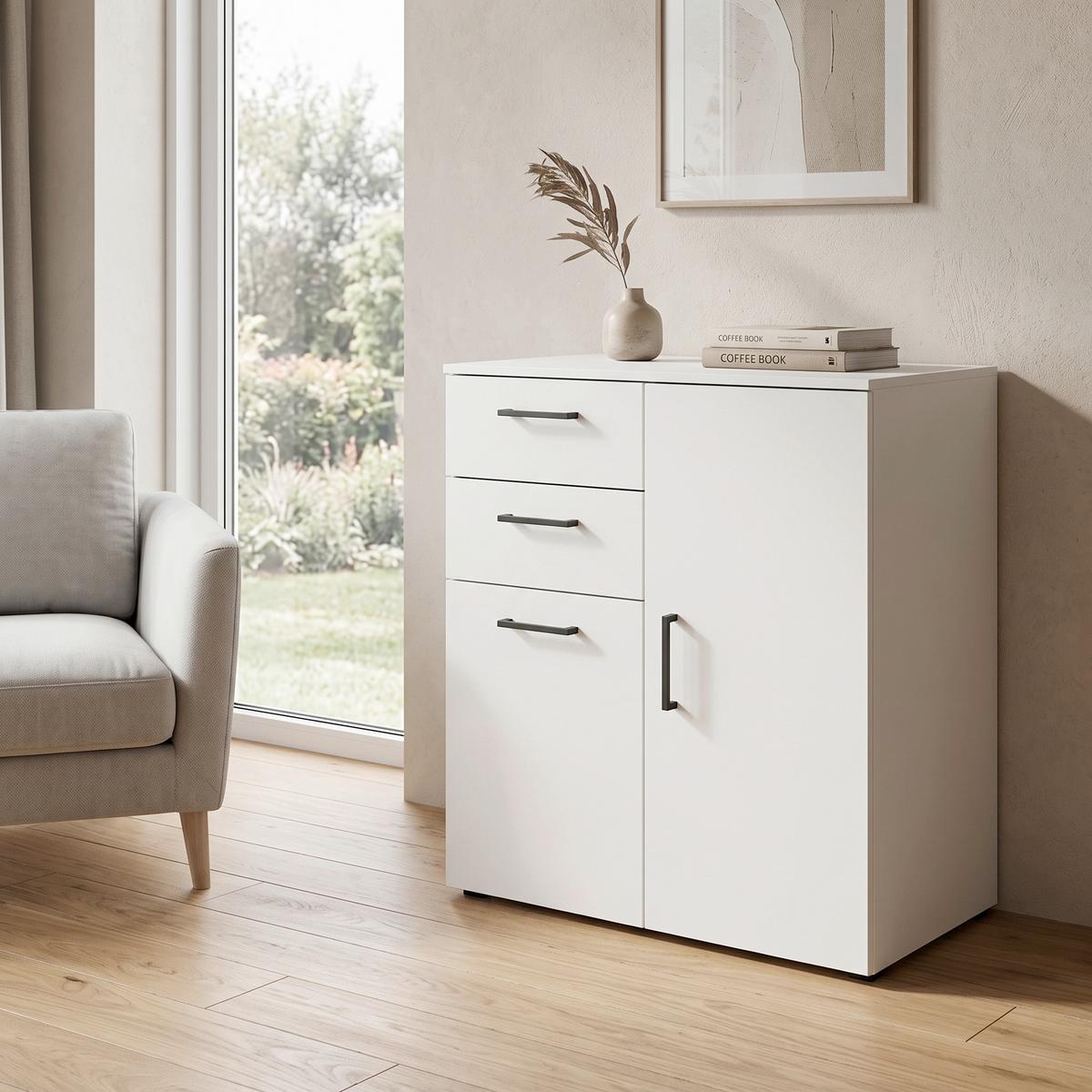 Komoda MULTISTAURAUM š: 80 cm - čierna/biela, Modern, kompozitné drevo/plast (80/83/52cm)