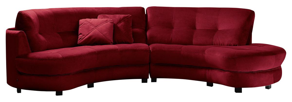 Ecksofa Bretania Bordeaux S: 300x113 cm - Bordeaux/Schwarz, Design, Textil (300/113cm) - Livetastic