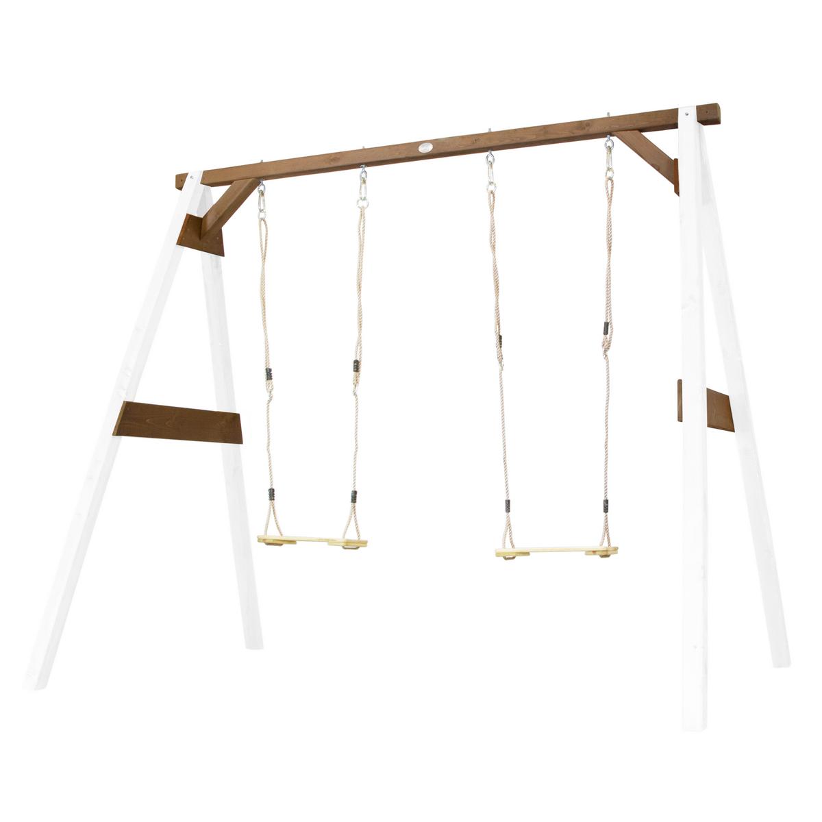 Schaukel Double Swing - Braun/Weiß, Basics, Holz (254/207/160cm) - Ambia Garden