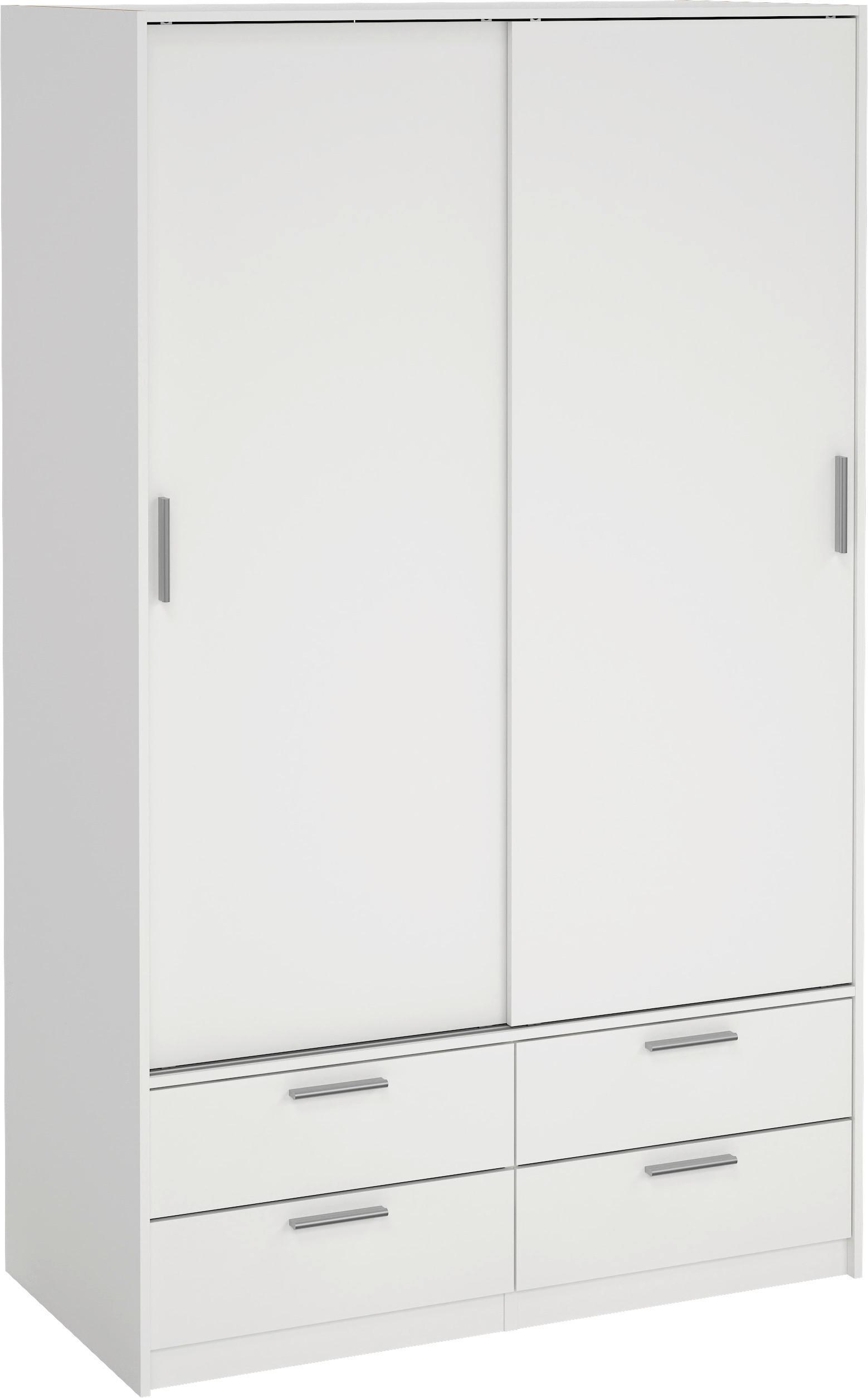 Schiebetürenschrank Line Weiß, B: 121,2 cm - Weiß, MODERN, Holzwerkstoff (121,2/200/60,3cm) - MID.YOU