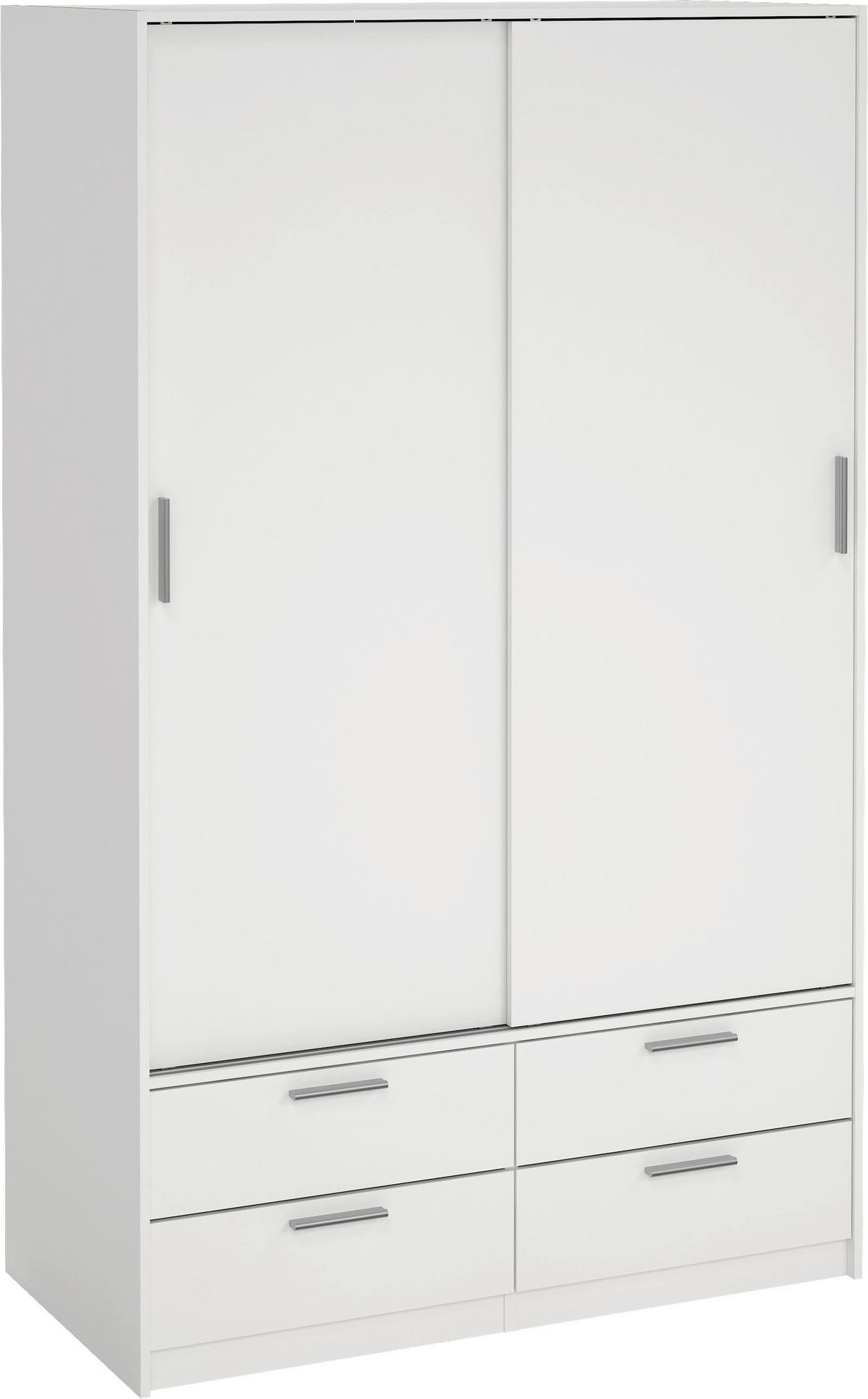 Schiebetürenschrank Line Weiß, B: 121,2 cm - Weiß, MODERN, Holzwerkstoff (121,2/200/60,3cm) - MID.YOU