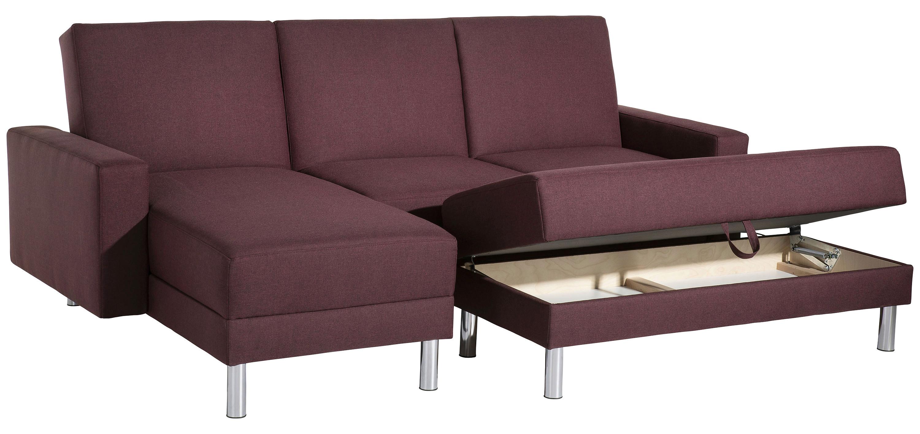 Ecksofa mit Schlaffunktion Just Fashion, Dunkelrot - Chromfarben/Dunkelrot, KONVENTIONELL, Textil (152/230cm) - Max Winzer