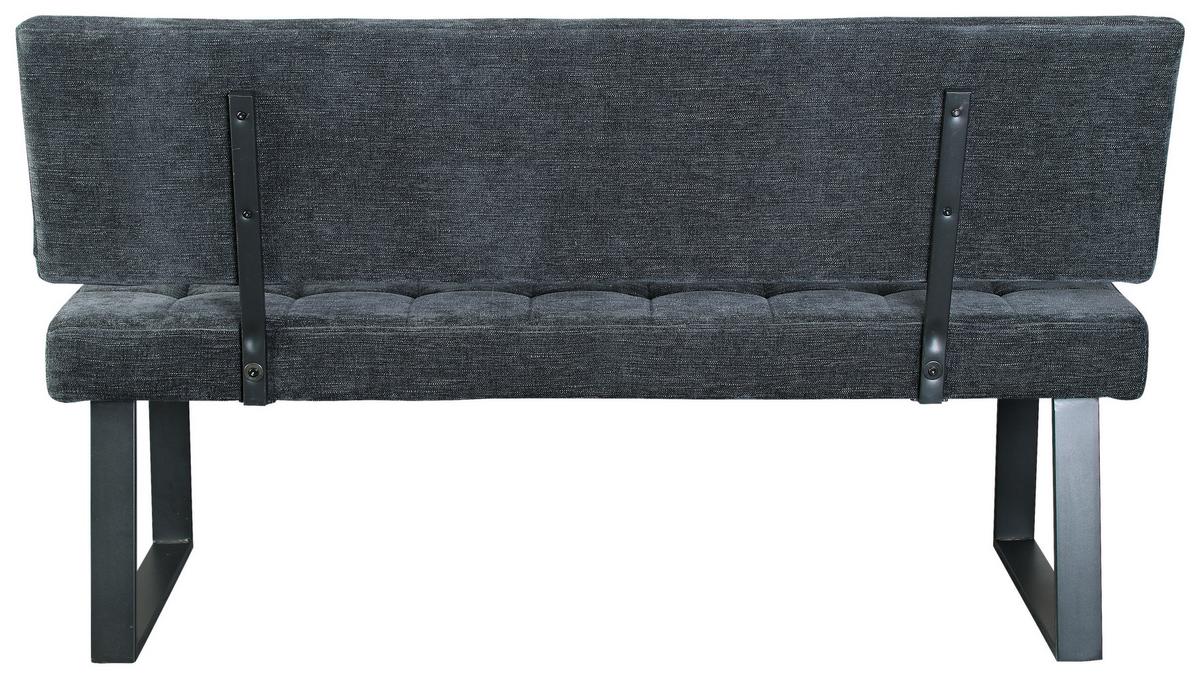 Sitzbank Mit Lehne Dunkelgrau Volda 140x85 Cm - Dunkelgrau/Schwarz, MODERN, Textil/Metall (140/85/56cm) - MID.YOU