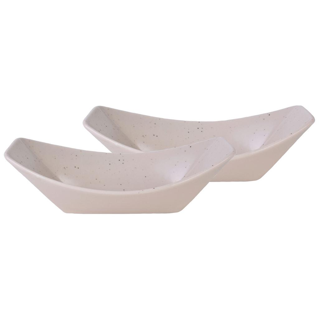 Schüsselset Keramik Creme 2--teilig. BxH: 23,5x13,5 cm
