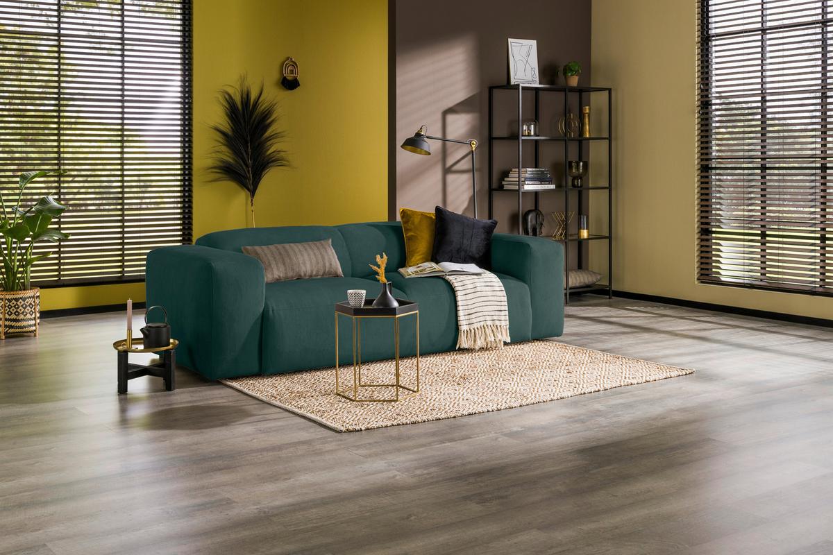 3-sitzer-sofa Hannah Grün B: 247 Cm - Schwarz/Grün, Design, Textil (247/75/104cm) - MID.YOU