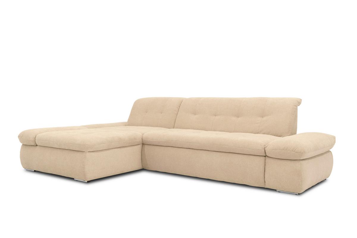 Ecksofa Moric Beige Mikrofaser - Chromfarben/Beige, KONVENTIONELL, Textil (172/300cm) - MID.YOU