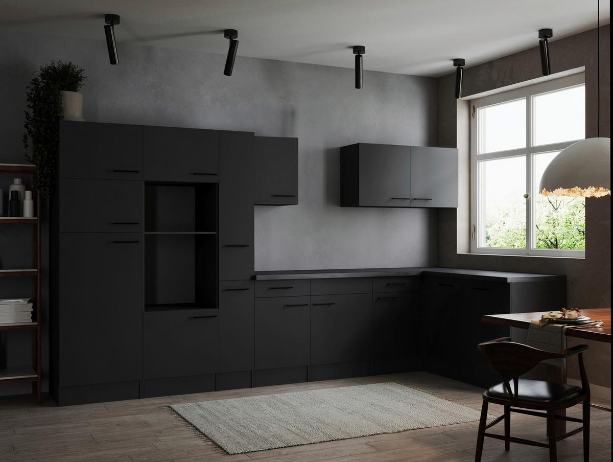 Eckküche Oliver Dunkelgrau S: 370x172cm - Dunkelgrau/Grau, Design, Holzwerkstoff (370/172cm) - Respekta