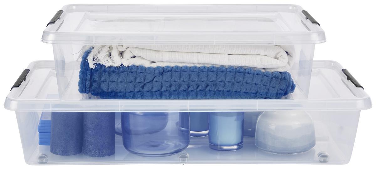 Unterbettroller mit Deckel Lars 35l, 76x39x16 cm - Transparent, Basics, Kunststoff (76/39/16cm) - Homezone