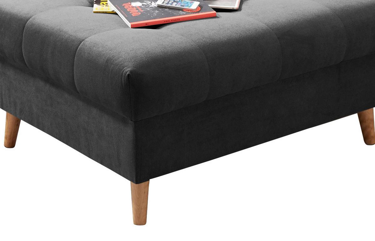 Polsterhocker Alice Anthrazit Webstoff H: 48 cm Holzbeine - Anthrazit/Kieferfarben, KONVENTIONELL, Holzwerkstoff/Textil (106/48/80cm) - MID.YOU