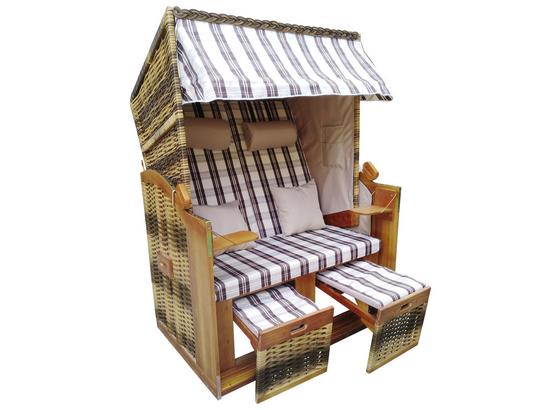 Strandkorb Ostsee Paloma Halblieger 2-Sitzer, Braun - Beige/Braun, KONVENTIONELL, Holz/Wellpappe (119/165/79cm) - Luca Bessoni Strandkorb Ostsee Paloma Halblieger 2-Sitzer, Braun - Beige/Braun, KONVENTIONELL, Holz/Wellpappe (119/165/79cm) - Luca Bessoni