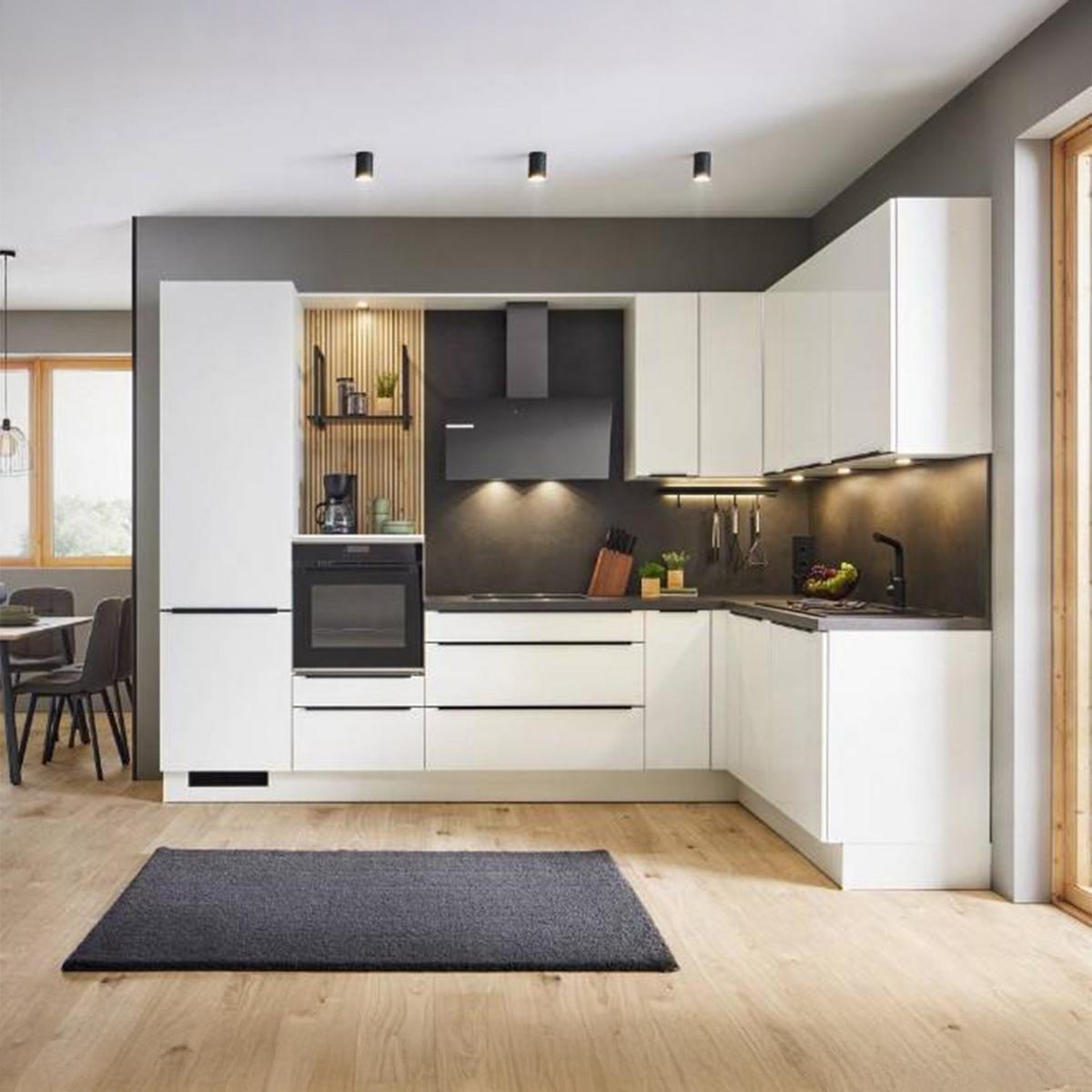 Eckküche Ip4050 315x185 Cm Weiß Hochglanz - Basics, Holzwerkstoff (315/185cm) - Impuls