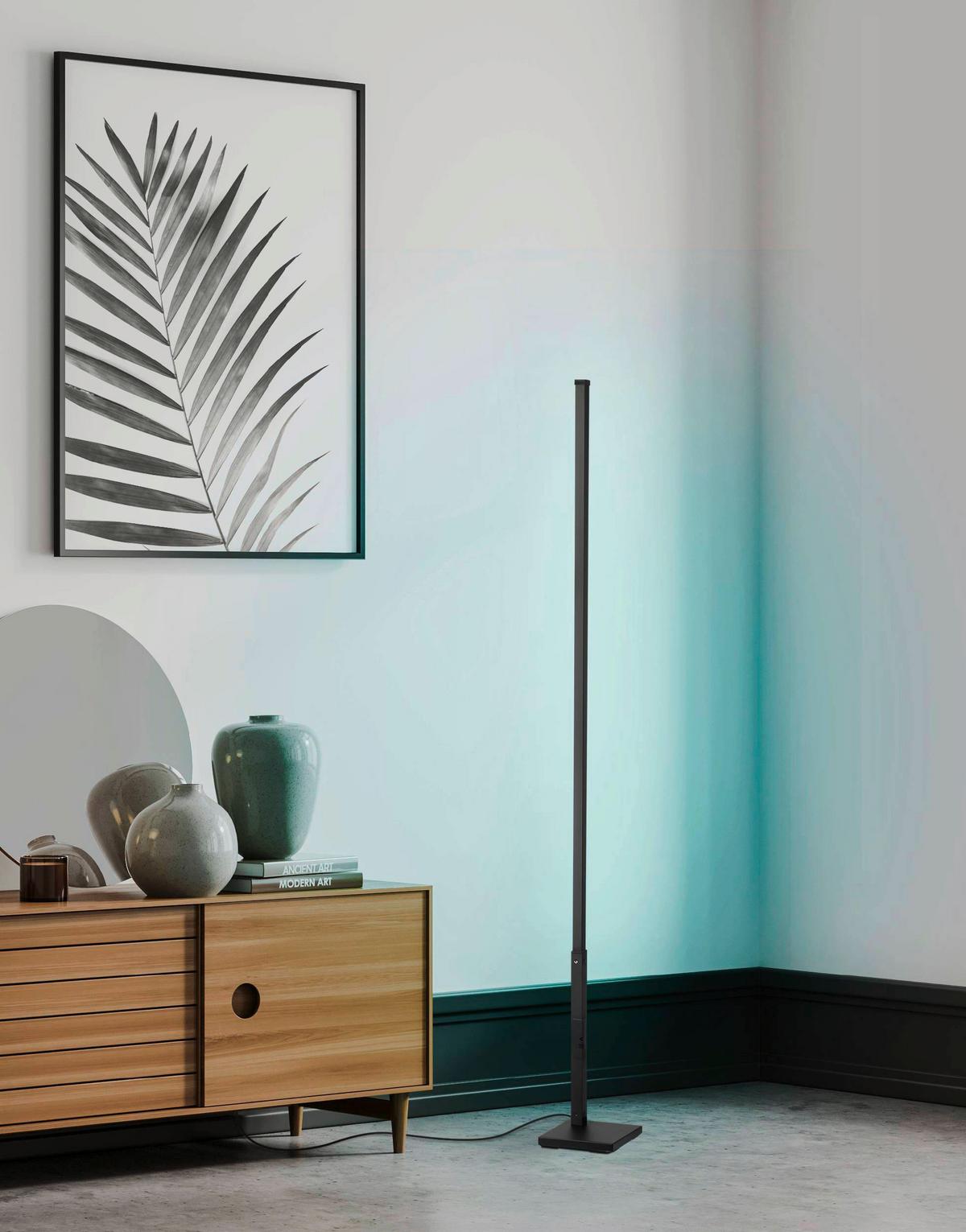 Stehlampe Picacha 1 Schwarz/Weiss - Schwarz/Weiß, Basics, Kunststoff/Metall (2/2/150cm) - Eglo