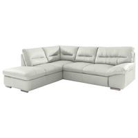 Ecksofa William, Beige S: 216x268 cm - Chromfarben/Beige, Design, Leder (216/268cm) - Livetastic