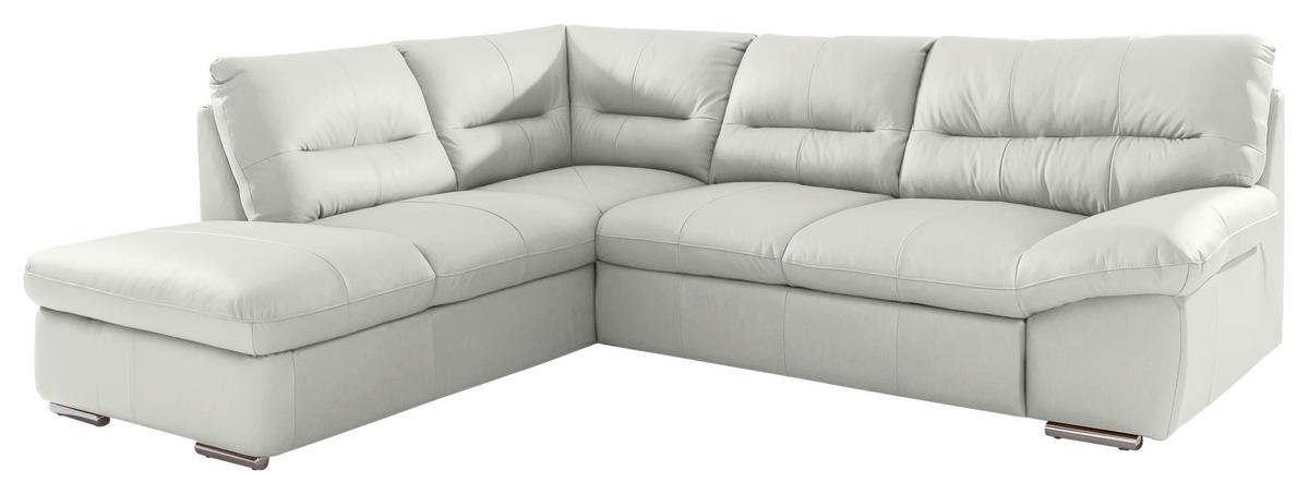 Ecksofa William, Beige S: 216x268 cm - Chromfarben/Beige, Design, Leder (216/268cm) - Livetastic