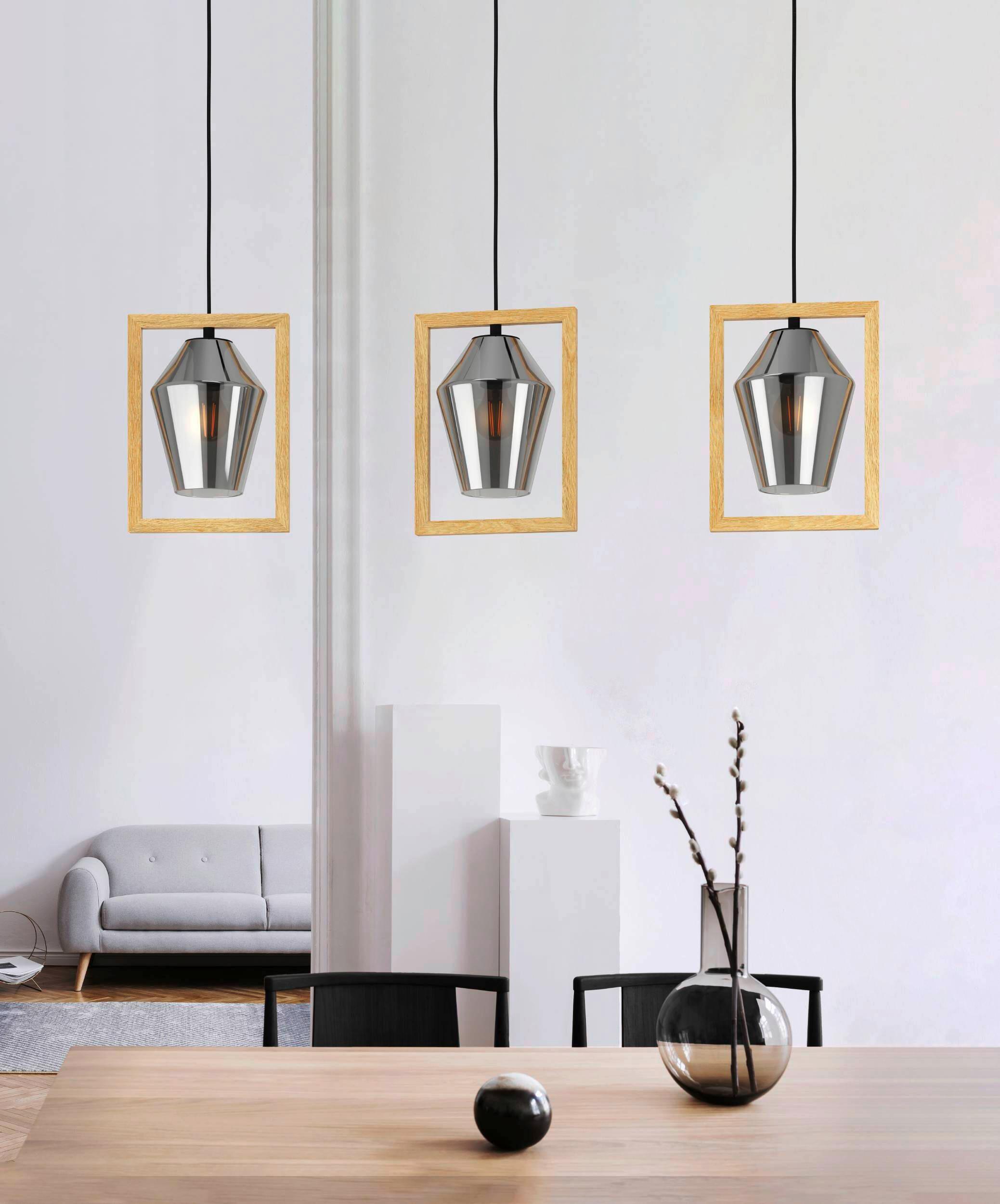 Hängeleuchte 99702* Viglioni - Schwarz/Braun, Design, Glas/Holz (106/16,5/110cm) - Eglo