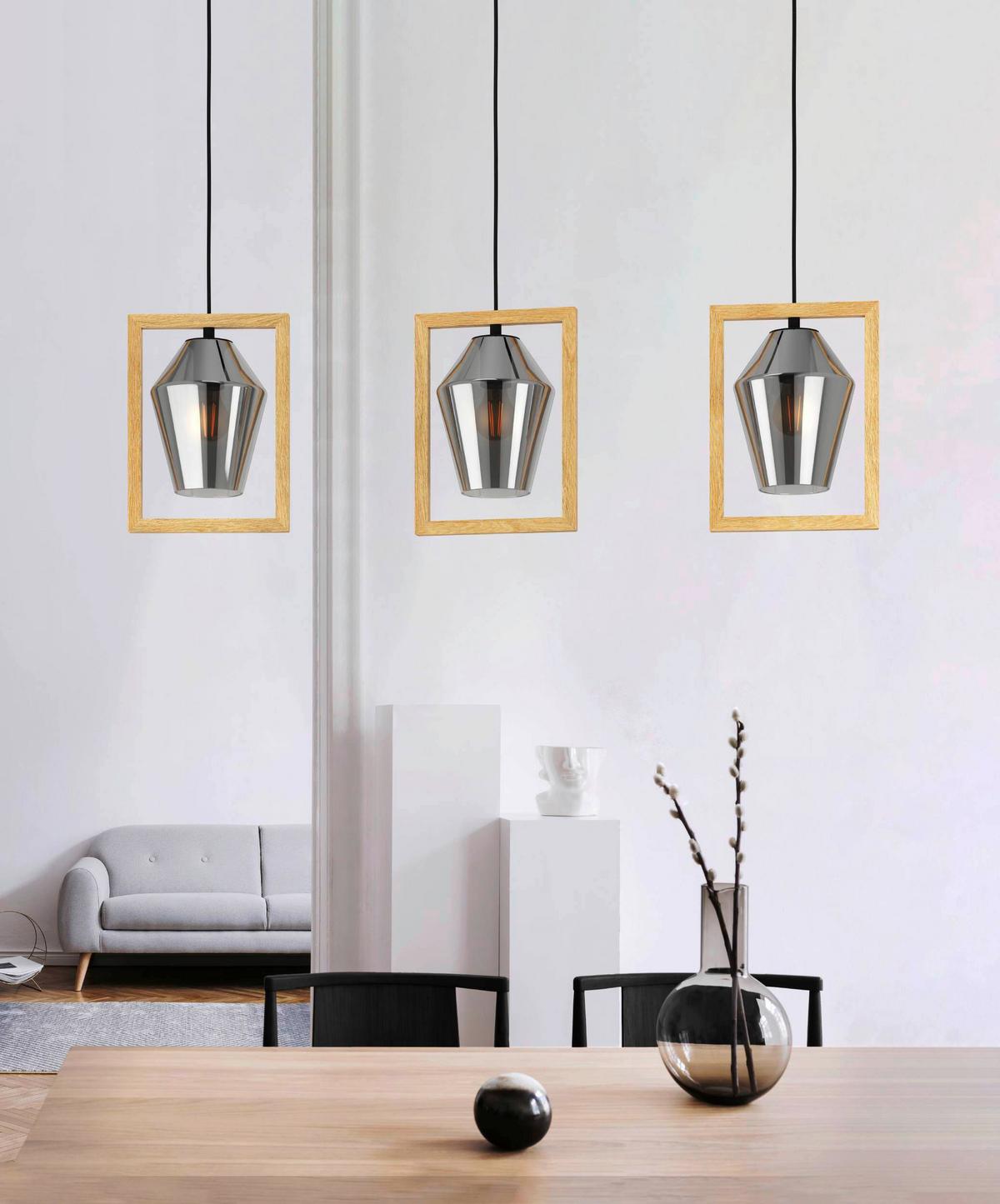 Hängeleuchte 99702* Viglioni - Schwarz/Braun, Design, Glas/Holz (106/16,5/110cm) - Eglo