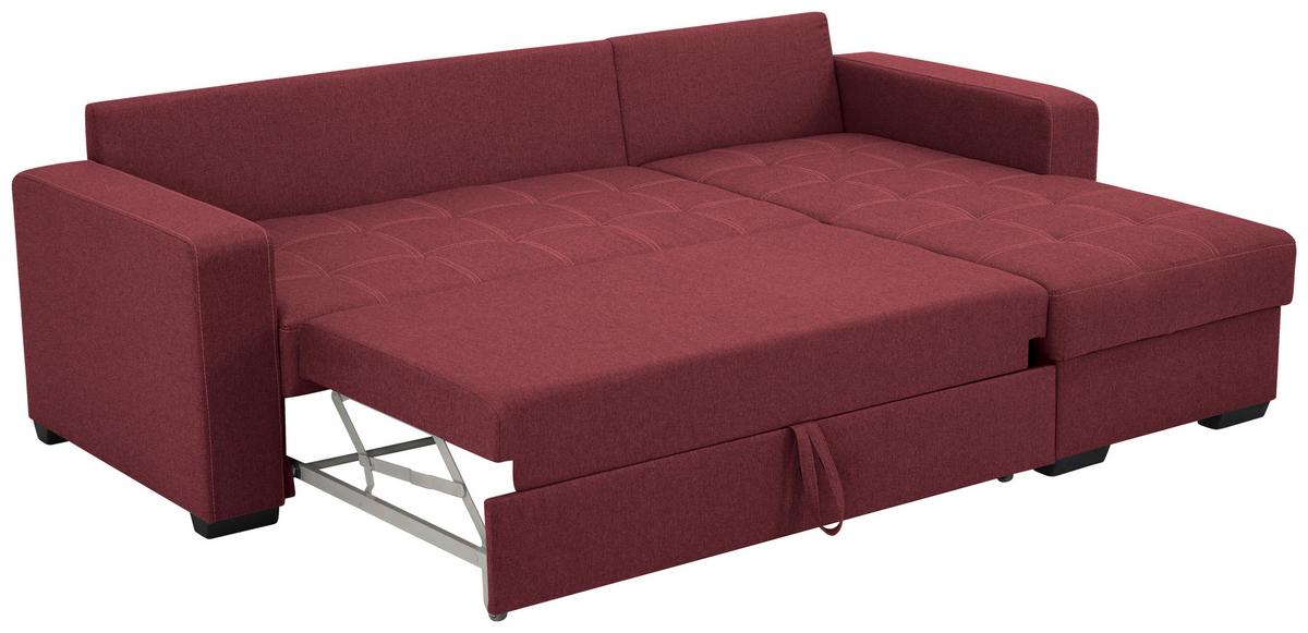 Eckschlafsofa Mediolan Rot S: 240x160 cm - Rot/Schwarz, Design, Textil (240/160cm) - Livetastic