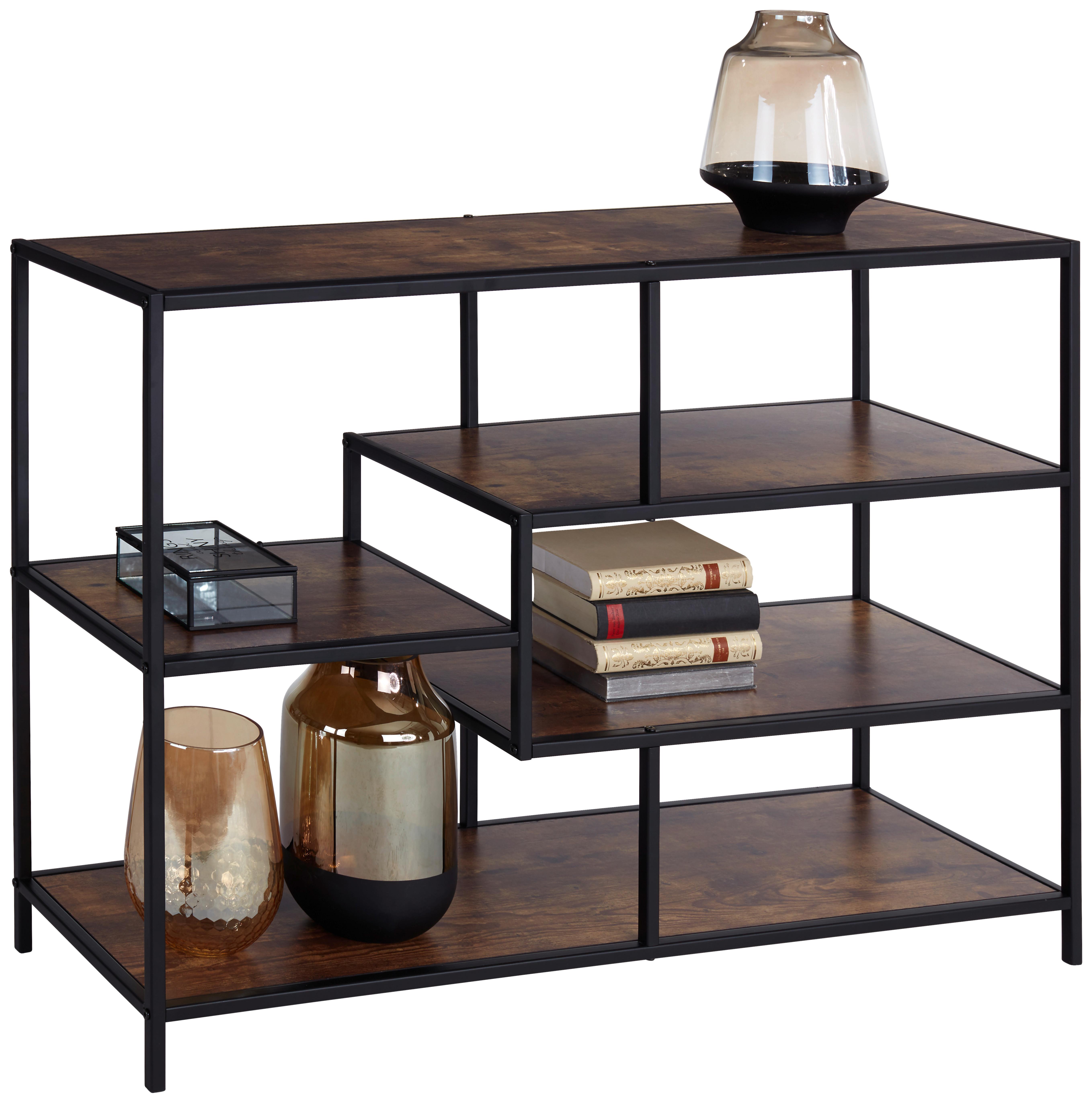 Regal Industry B 114cm, Naturfarben/Schwarz - Schwarz/Naturfarben, MODERN, Holzwerkstoff/Metall (114/78/33cm) - MID.YOU
