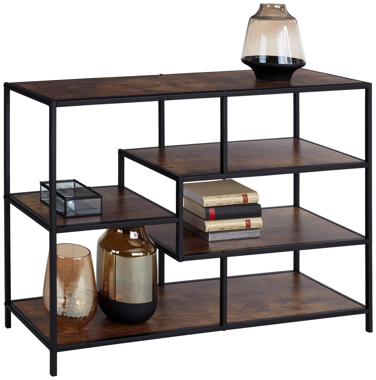 Regal Industry B 114cm, Naturfarben/Schwarz - Schwarz/Naturfarben, MODERN, Holzwerkstoff/Metall (114/78/33cm) - MID.YOU