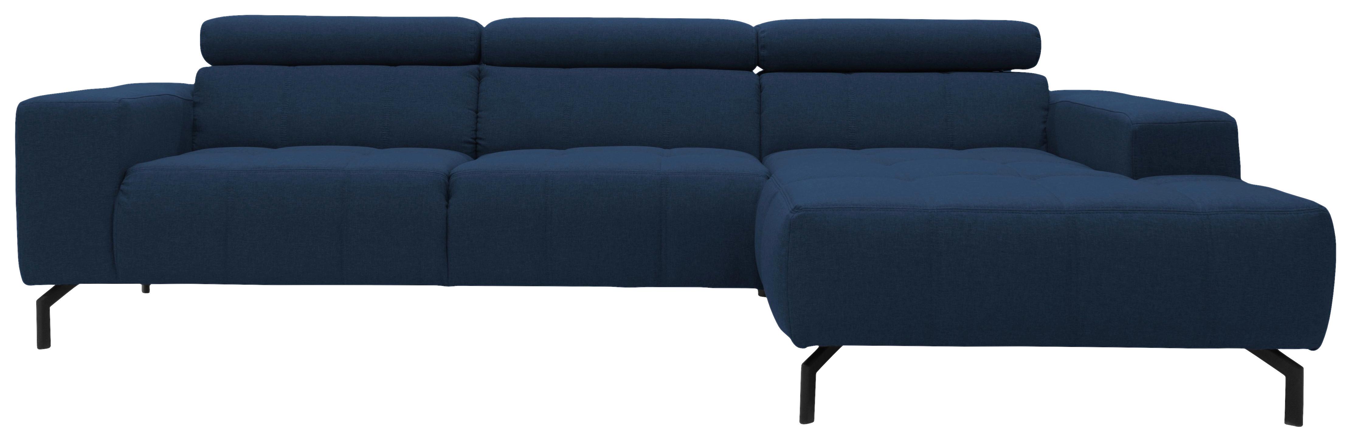 Ecksofa Kopfteil verstellbar Cunelli Dunkelblau Webstoff - Schwarz/Dunkelblau, Design, Textil (292/175cm) - MID.YOU