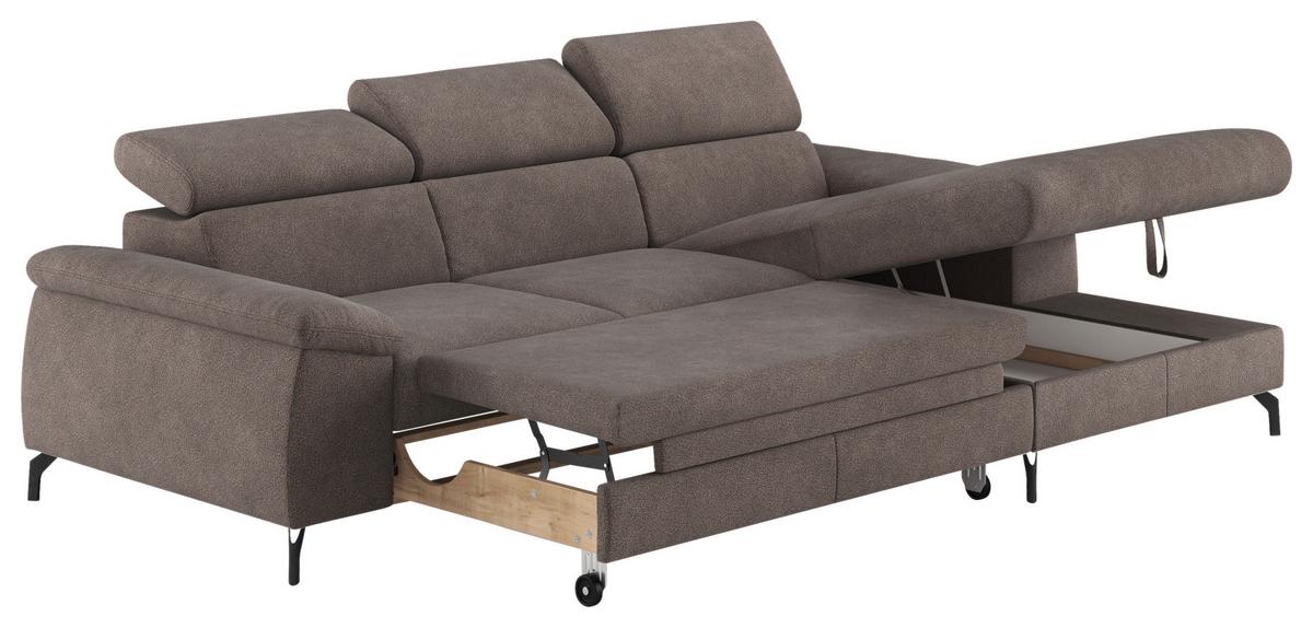 Ecksofa Kitty Grau S. 244x166 cm - Schwarz/Grau, Design, Textil (244/166cm) - Livetastic